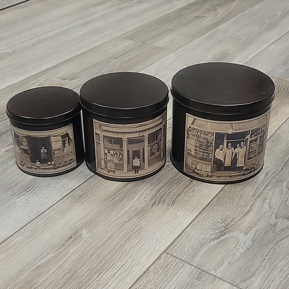 Set of 3 Metal Round Tins